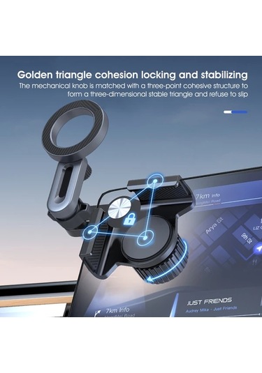 Gateesat Tesla Model 3 Y 360 Derece Dönen Manyetik Araç Telefon Tutucu Siyah