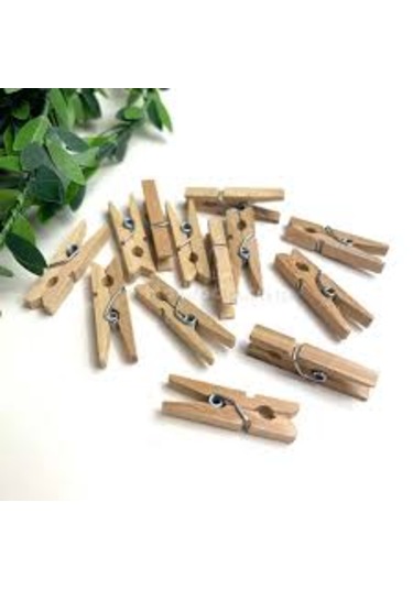 Ahşap Görünümlü Minik Ahşap Mandal Fotoğraf Asma Mandalı Parti Ve Süs Mandalı 10+