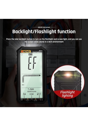Butu Aneng 620a Tam Ekran Akıllı Dijital Multimetre Kırmızı