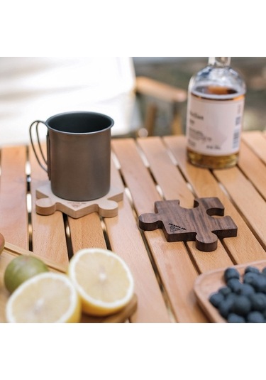 Ebitda Ahşap Kupa Altlığı Kayın Ceviz, Isı Yalıtım Kupa Matı Yapboz Şekli, Çok Renkli Çok Renkli