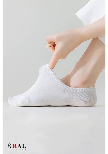 Kral Socks Pamuklu Terletmez Unisex Sneaker Çorap 6 Çift Beyaz