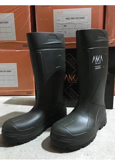 Mekap Anka Pro904 Pu Çizme Uzun Haki O4 Çelik Burunsuz Tüm Nolar