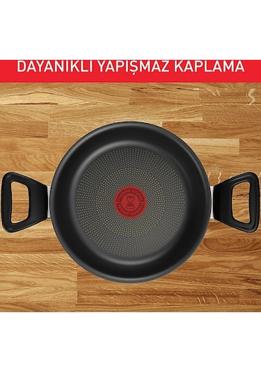 Tefal Titanium 3X Force 24 CM Kapaklı Kısa Tencere