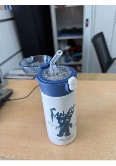 Paslanmaz Çelik Termos Su Şişesi 350ml Vakumlu Pipetli Yeşil İthal Ürün Çok Renkli