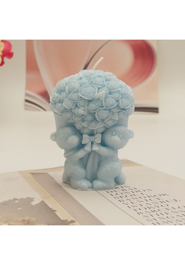 Yifomall Beyaz Gül Ayı Şeklinde Soya Mum, Uzun Süreli Kokulu Aromaterapi, Dekoratif Hediye, Odalar Ve Ofisler İçin Stres Azaltıcı