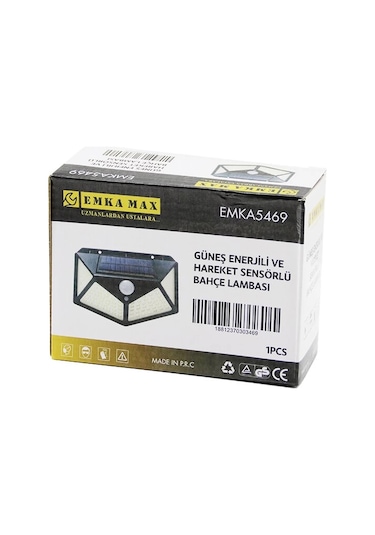 4 Açılı Solar - Hareket Sensörlü Aplik Duvar Lambası Dış Mekan 9.5 X 13.5cm 5365