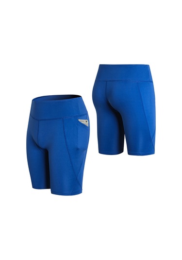 Wezone Yüksek Bel Yoga Şortu: Nefes Alabilen, Esnek Ve Yan Cep Detaylı Kadın Spor Kıyafeti Mavi