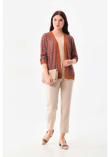 Sistas Kadın Desenli Kol Detaylı Ceket 23959 Camel