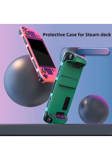 Steam Deck Oyun Konsolu İçin Sert Pc Koruyucu Kılıf Standlı Açık Mor