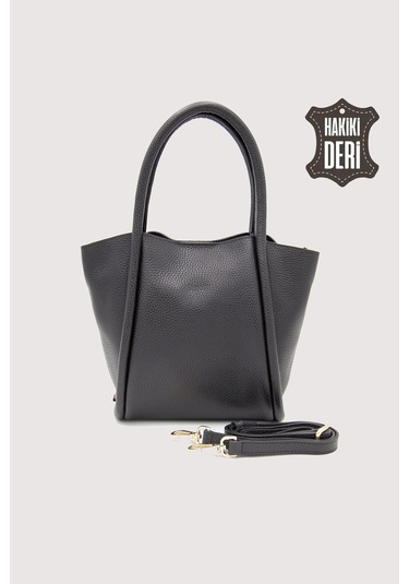 Hakiki Deri Kadın Organizerlı El Çantası Siyah Smr9206 Siyah