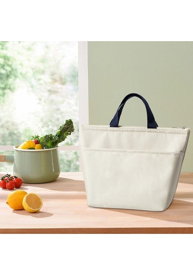 Suntek Oxford Kumaş Öğle Yemeği Çantası Büyük Beyaz Beyaz