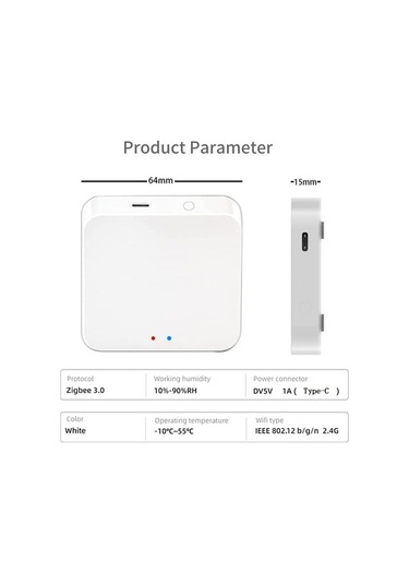 Didadodo Tuya Zigbee 3.0 Ağ Geçidi - 128 Cihaz, Google Home Uyumlu, Beyaz Renk