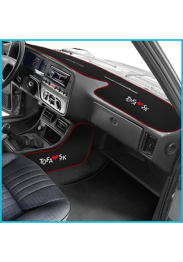 Tofaş Şahin Doğan Kartal Yüksek Torpido Koruma & Vites Konsol Yan Kaplama Halısı - Nakışlı Siyah