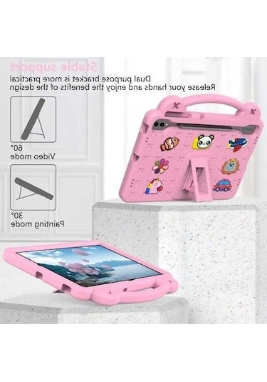 Maoyaya Samsung Tab S9 Fe+ 12.4 İnç Çocuk Kılıf - Pembe, Trendy Desenli Eva Kapak