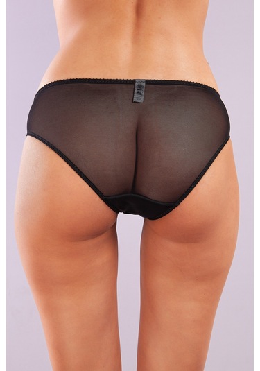 Golshan Giselle Mini Slip, Kadın Güpürlü Saten Siyah Külot Çok Renkli