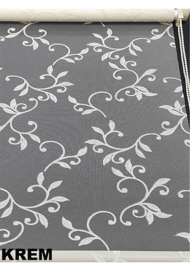 Asyhome Kahve-Krem Sarmaşık Desen Çift Mek. Tül Stor Zebra Perde