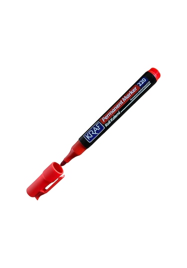Kraf Permanent Markör Yuvarlak Uc 220 Kırmızı Koli Kalemi Çok Renkli