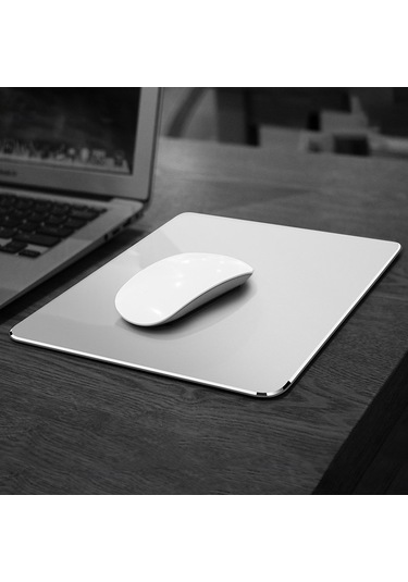 Alüminyum Alaşımlı Çift Taraflı Kaymaz Mat Masa Mouse Pad'i, Boyut: L Gümüş