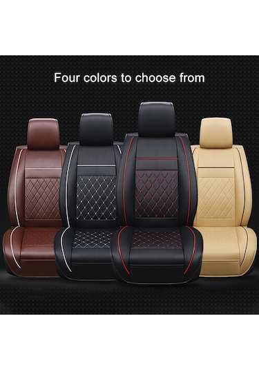 Araba Derisi Tam Kapsamlı Koltuk Minderi Kılıfı, Standart Versiyon, Sadece Bir Koltuk Siyah Kırmızı