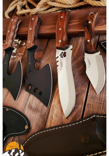 4 Lü Outdoor Balta Bıçak Set Kamp Baltası Bıçak Nacak Seti