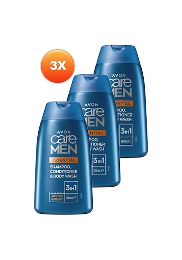 Avon Care Men Essential 3’ü 1 arada Şampuan Bakım Kremi ve Duş Jeli 3 x 200 ML