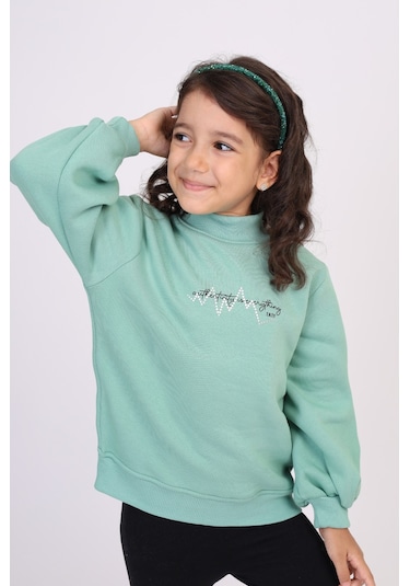 Toontoy Kız Çocuk Baskılı Sweatshirt Yeşil