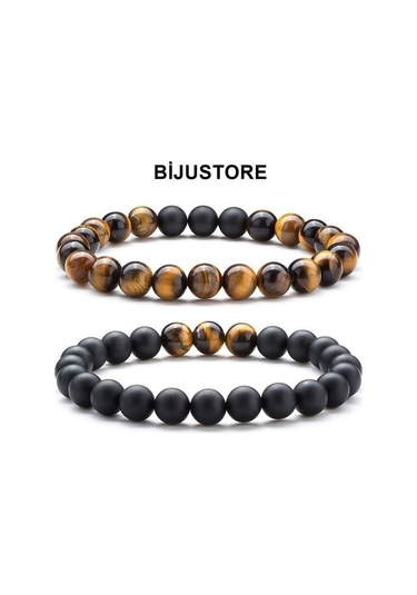 Kaplangözü & Oniks Erkek Doğal Taş Bileklik Çok Renkli