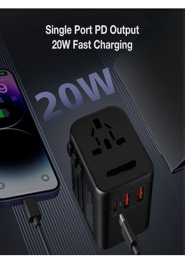 Çelikwork FC0014 20W Pd Type-c 2 Usb Hızlı Şarj Seyahat Taşınabilir Şarj Adaptör
