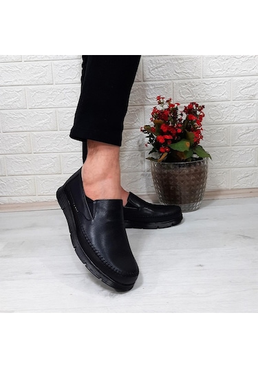 Fiyra Fth01 Siyah-siyah Hakiki Deri Fuspetli Erkek Günlük Ayakkabı 001
