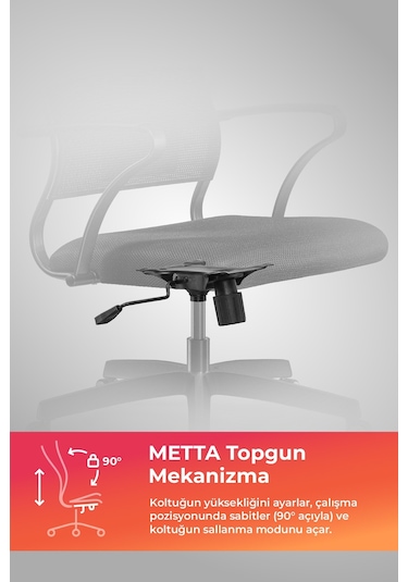 Ergolife Sit Air Ofis Koltuğu Tekerlekli, Yükseklik Ayarlı, Fileli, Siyah, Bilgisayar Sandalyesi -572.60.1.222 Çok Renkli