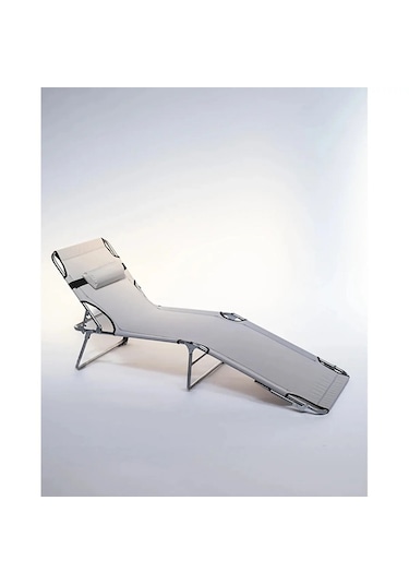 Eportatif Kamp Yatağı Yastıklı Katlanır Şezlong Kampet Gri 1628