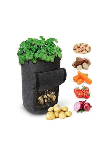 Yeşil 1 Adet Keçe Patates Bitki Dikme Çantası Büyük Çaplı Sebze Bitki Fide Çantası Dokunmamış Keçe Patates Yetiştirme Kovası D35 H40cm