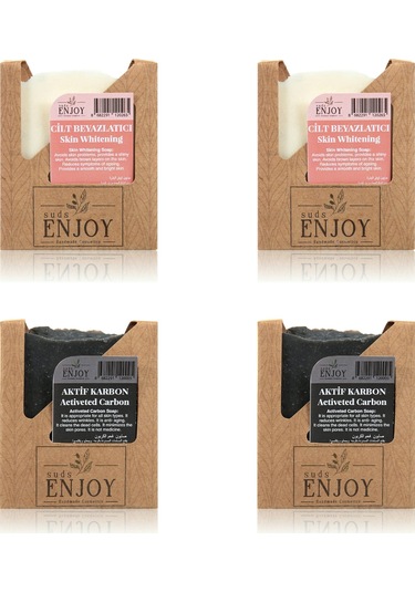 Suds Enjoy Doğal Cilt Beyazlatıcı Sabun 2'li + Aktif Karbon Kömür Sabun 2'li