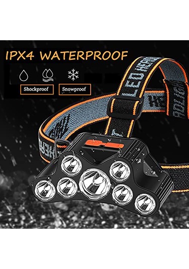 Farlar Led-1 X Far 1 X Usb Şarj Kablosu-siyah Ve Turuncu Siyah