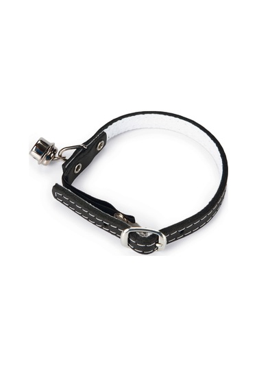 Beeztees Kedi Boyun Tasması, Deri, Zilli, Siyah, 24-29cm