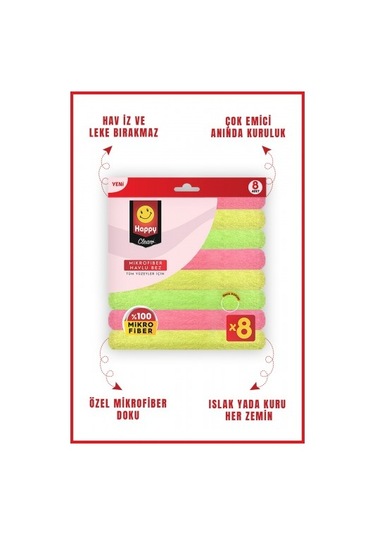 Happy Clean Mikrofiber Havlu Bez 2 x 8'li