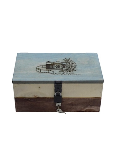 Anı Kutusu, Fotoğraf Kutusu, Retro Ahşap Kutu 24cm X 14cm Genişlik 11c