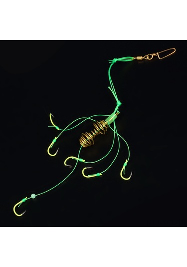 Konesam 8 Numara Yüksek Karbon Çelik İğne Seti - 4 Adet Köpek Balık İğnesi, Işık Verici Boncuk, Bait Kafesi Ve Taşınabilir Kutu - Deniz Ve Göl Balıkçılığı