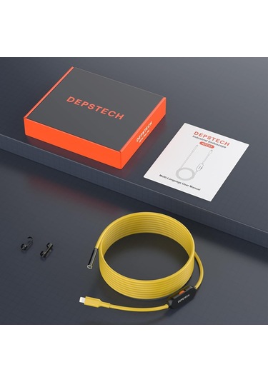 Depstech Işıklı Endoskop Kamerası - 5m Kablo 7mm İnce Prob - Sarı