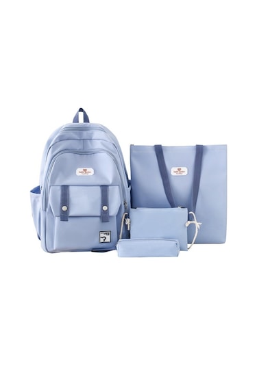 Gençler İçin Şık Ve Konforlu, Hafif Tasarımlı, Bol Bölmeli, Büyük Boy Okul Sırt Çantası MAvi