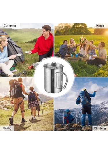 Bloomnest Katlanabilir Kulplu Kapaklı Kamp Kupası, Dağ Yürüyüşü Paslanmaz Çelik Çok Renkli Çok Renkli Çok Renkli