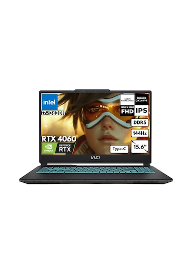 MSI Cyborg 15 A13VF-893XTRHMF32 i7-13620H 48 GB 2 TB SSD RTX4060 15.6" W11H Dizüstü Bilgisayar