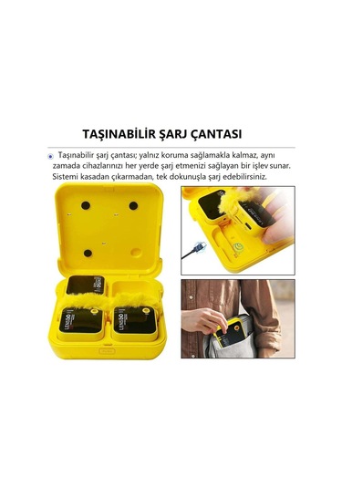 Lensgo 348C Sarı 1V2 Kablosuz İkili Mikrofon Seti