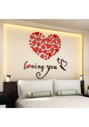 Pembe Romantik Aşk 3d Kalp Seni Seviyorum Duvar Sticker Dekor Dıy Çıkartması Ev Ofis Hediye Pembe
