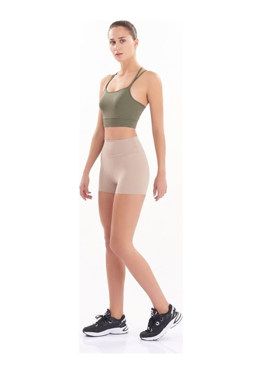 Josejuan Kadın Mini Spor Şort Tayt Yüksek Bel Sıkılaştırıcı 7400-taş Taş