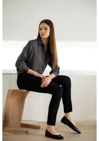 Modeva Global Modern Duruşlu Şık Oversize Gri Gömlek Gri