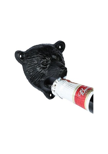 Döküm Demirden Yapılmış Ayı Başı Şeklinde Duvara Monte Şişe Açacağı, Bar Ve Mutfak Aksesuarları Diğer