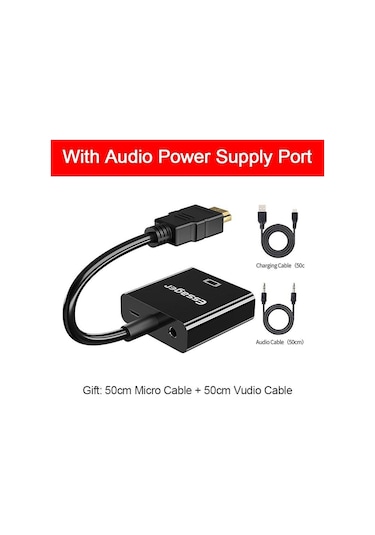 Essager Hdmı Uyumlu Vga Adaptör Kablosu 1080 P 3.5 Mm Jack Dönüştürücü Video Aux Ses Hdmı Uyumlu Vga Splitter Dizüstü Bilgisayar İçin