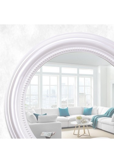 Round Yuvarlak Ayna İnci Ceviz