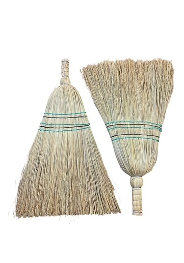 Mobilreyon Doğal Ot Çalı Süpürgesi, Sarı El Süpürgesi Ev Tipi Süpürge 2 Adet Boy 65cm-etek 40cm